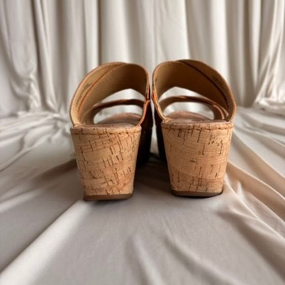 Børn Kapiti Cork Leather Wedge Sandals - Creamsicle Orange, Size 9 - Picture 8 of 11